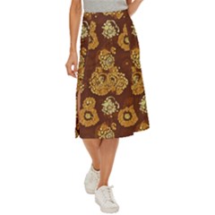 Mid Century Retro Floral 1970s 1960s Pattern 95 Midi Panel Skirt by violetheavensky