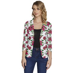 Retro 1880s Flowers Pattern 2 Women s One-button 3/4 Sleeve Short Jacket by violetheavensky