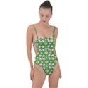 Retro 1880s Flowers Pattern 4 Tie Strap One Piece Swimsuit View1