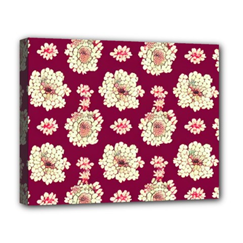 Retro 1880s Flowers Pattern Deluxe Canvas 20  X 16  (stretched) by violetheavensky