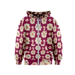 Retro 1880s Flowers Pattern Kids  Zipper Hoodie by violetheavensky