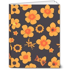 Retro 40s 50s Flowers Pattern Halloween 7  X 9  Hardcover Notebook by violetheavensky