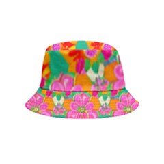 Retro 40s 50s Mexico Flowers Pattern Inside Out Bucket Hat (kids) by violetheavensky