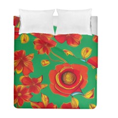 Mid Century Retro Floral 1970s 1960s Pattern 89 Duvet Cover Double Side (full/ Double Size) by violetheavensky