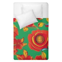 Mid Century Retro Floral 1970s 1960s Pattern 89 Duvet Cover Double Side (single Size) by violetheavensky