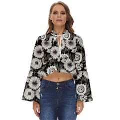 Mid Century Retro Floral 1970s 1960s Pattern 87 Mid Century Retro Floral 1970s 1960s Pattern 86 Boho Long Bell Sleeve Top by violetheavensky