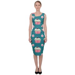 Retro 40s 50s Cupcake Pattern 2 Sleeveless Pencil Dress by violetheavensky