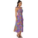 Mid Century Retro Floral 1970s 1960s Pattern 75 Tie-Strap Tiered Midi Chiffon Dress View3