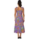 Mid Century Retro Floral 1970s 1960s Pattern 75 Tie-Strap Tiered Midi Chiffon Dress View4