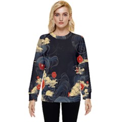 Korean Art Flowers Asian Pattern Hidden Pocket Sweatshirt by Sabxi