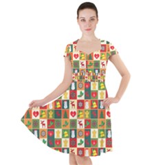 Template Christmas Pattern Cap Sleeve Midi Dress by Proyonanggan