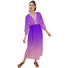 Indigo Violet To Cotton Candy Pink Linear Gradient Grecian Style  Maxi Dress by GradientsOmbre