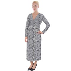 Black White Leopard Velvet Maxi Wrap Dress by DinkovaArt