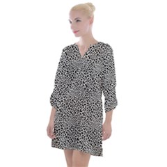 Black White Leopard Open Neck Shift Dress by DinkovaArt