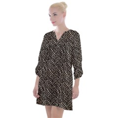 Brown Snake Pattern Open Neck Shift Dress by DinkovaArt