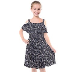 Brown Giraffe Pattern Kids  Cut Out Shoulders Chiffon Dress by DinkovaArt