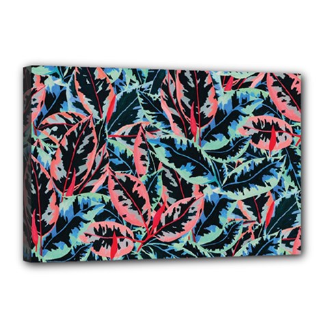 Leaves Nature Pattern Patterns Colorful Canvas 18  X 12  (stretched) by Tsamara