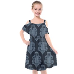 Dr Who Tardis Pattern Kids  Cut Out Shoulders Chiffon Dress by Tsamara