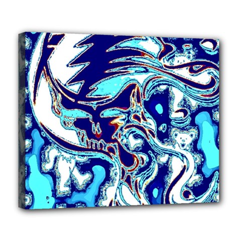 Trippy Dippy Bears Blue Dancing Greatful Dead Skull Steal Your Face Deluxe Canvas 24  X 20  (stretched) by Salmanaz77