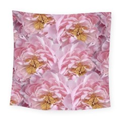 Peonies Nature Bloom Blossom Pink Square Tapestry (large) by Tsamara