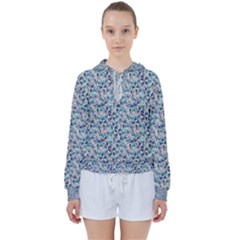Blue Leaves (2) Women s Tie Up Sweat by DinkovaArt