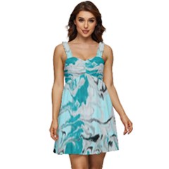 Fluid Turquoise Ruffle Strap Babydoll Chiffon Dress by DinkovaArt