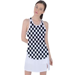 Pattern Checkered Squares Black White Pattern Racer Back Mesh Tank Top by Sabxi