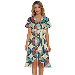 Circles Round Pattern Sphere Ball Women s Kimono Wrap Satin Dress by Sabxi