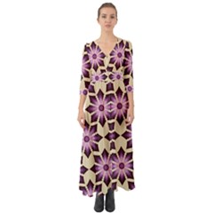 Pattern Design Star Snowflake Button Up Boho Maxi Dress by Sabxi