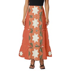 Background Abstract Tiered Ruffle Maxi Skirt by Sabxi