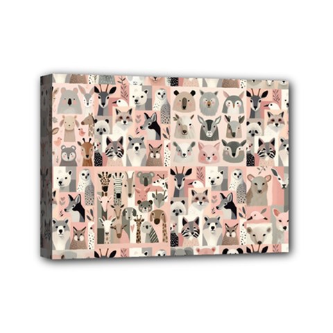 Happy Animals Mini Canvas 7  X 5  (stretched) by DinkovaArt