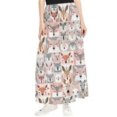 Mix Animal Faces Maxi Chiffon Skirt by DinkovaArt