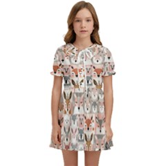 Mix Animal Faces Kids  Sweet Collar Dress by DinkovaArt