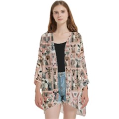 Mix Animals Open Front 3/4 Sleeve Batwing Chiffon Cardigan Kimono by DinkovaArt