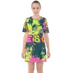 Neon Jesus 8375771 Sixties Short Sleeve Mini Dress by Jabberwonkers