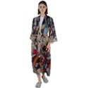 Background Embroidery Pattern Stitches Abstract Maxi Satin Kimono View1