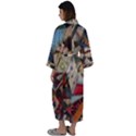 Background Embroidery Pattern Stitches Abstract Maxi Satin Kimono View2