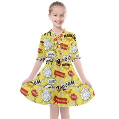 Cartoon Comics Pattern Kids  All Frills Chiffon Dress by Posterlux