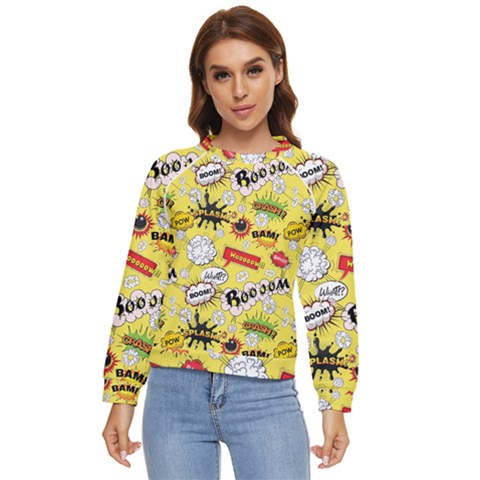 Cartoon Comics Pattern Women s Long Sleeve Raglan T-shirt by Posterlux