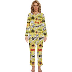 Cartoon Comics Pattern Womens  Long Sleeve Lightweight Pajamas Set by Posterlux