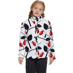 Rose Hip Pattern Branches Autumn Kids  Puffer Bubble Jacket Coat by Hannah976