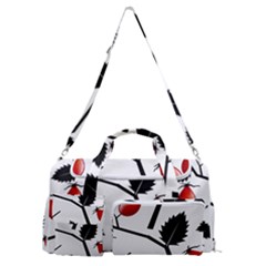 Rose Hip Pattern Branches Autumn Sports Gym Duffle Bag With Shoe Compartment by Hannah976