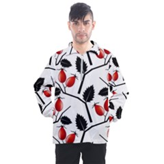Rose Hip Pattern Branches Autumn Men s Half Zip Pullover by Hannah976