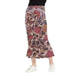 Abstract Flowers Maxi Fishtail Chiffon Skirt by DinkovaArt