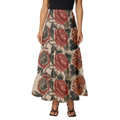 Beautiful Flowers Tiered Ruffle Maxi Skirt by DinkovaArt