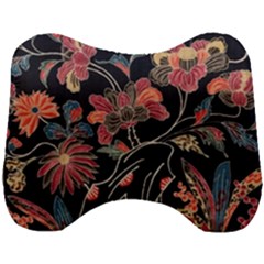 Red Flowers 2 Head Support Cushion by DinkovaArt