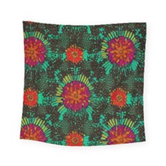 Mid Century Retro Floral 1970s 1960s Pattern 72 Square Tapestry (small) by violetheavensky