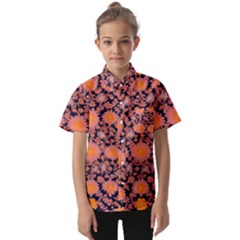 Mid Century Retro Floral 1970s 1960s Pattern 74 Kids  Short Sleeve Shirt by violetheavensky