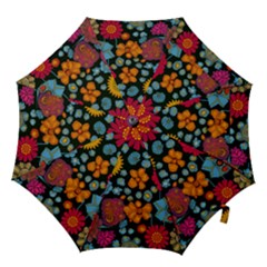 Mid Century Retro Floral 1970s 1960s Pattern 77 Hook Handle Umbrellas (medium) by violetheavensky