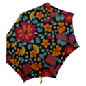 Mid Century Retro Floral 1970s 1960s Pattern 77 Hook Handle Umbrellas (Medium) View2